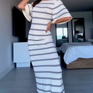 Zara Striped Maxi Dress 100% Cotton | Black & White size small